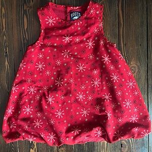 ROOTS • baby girls red pink navy holiday snowflake dress • baby XL, 18-24 months